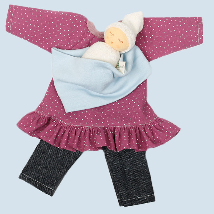 Nanchen Puppenkleidung - Set Mama mit Baby, Bio Baumwolle