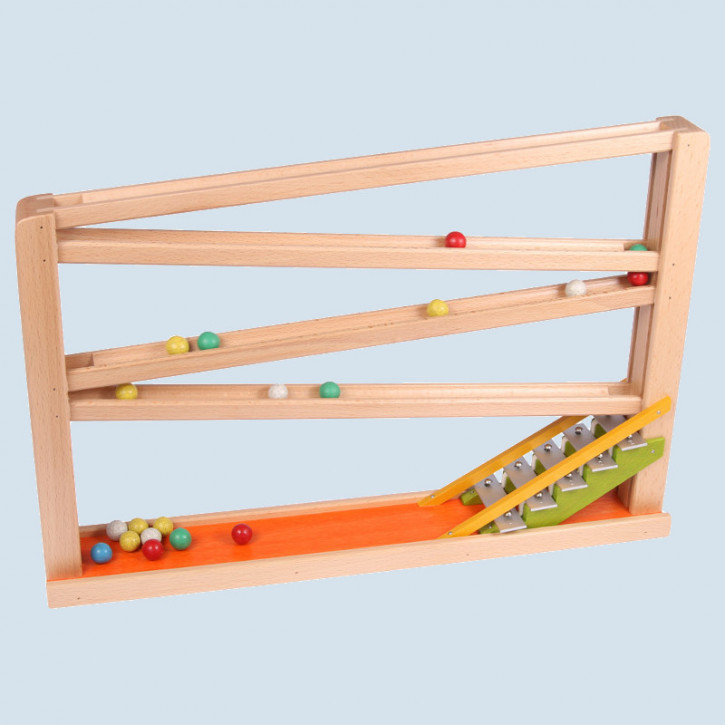 Beck wooden marble run - roller coaster with chimes - colored