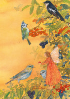 Postkarte - Elfe und Vögel, Waldow Verlag