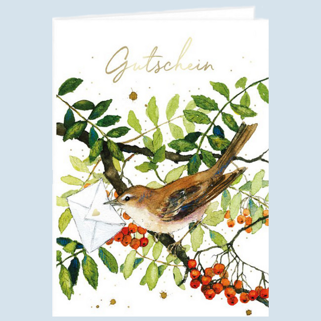 Graetz Verlag - card - bird with voucher