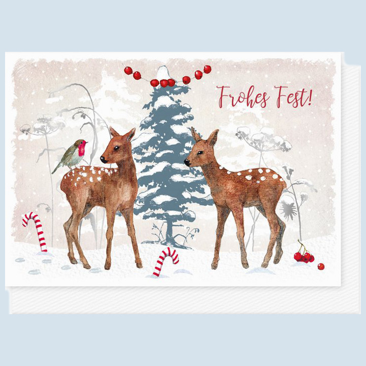 Graetz Verlag - double card - christmas card - deer in the forest