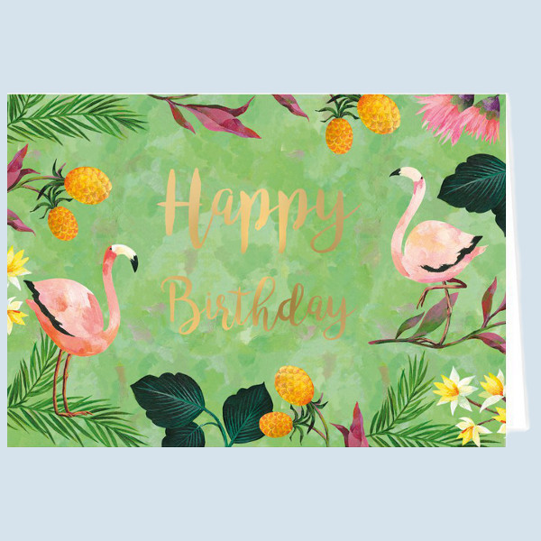 Grätz Verlag - Klappkarte, Flamingo, exotische Geburtstagskarte