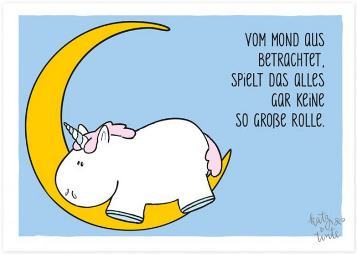 Grätz Verlag - Postkarte - Einhorn auf dem Mond