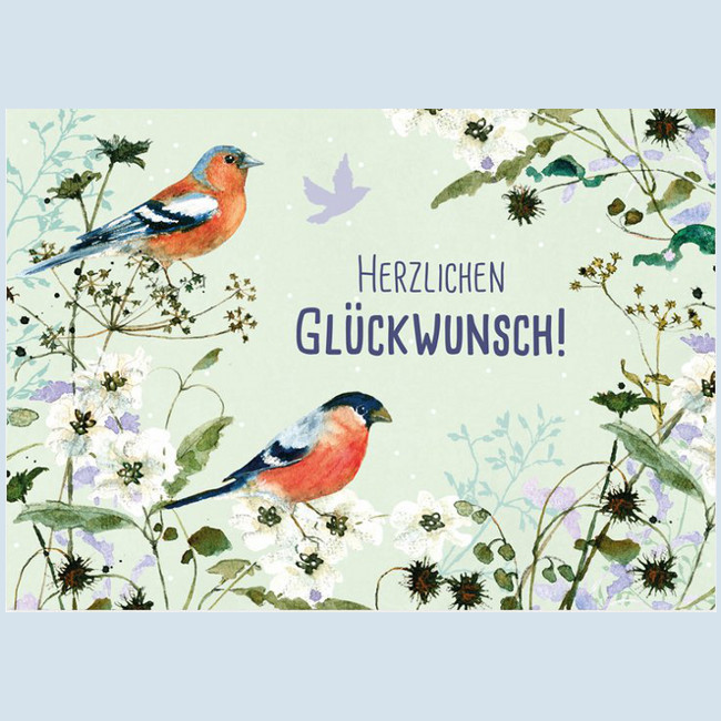 Grätz Verlag - Postkarte - Vögel auf Blumen