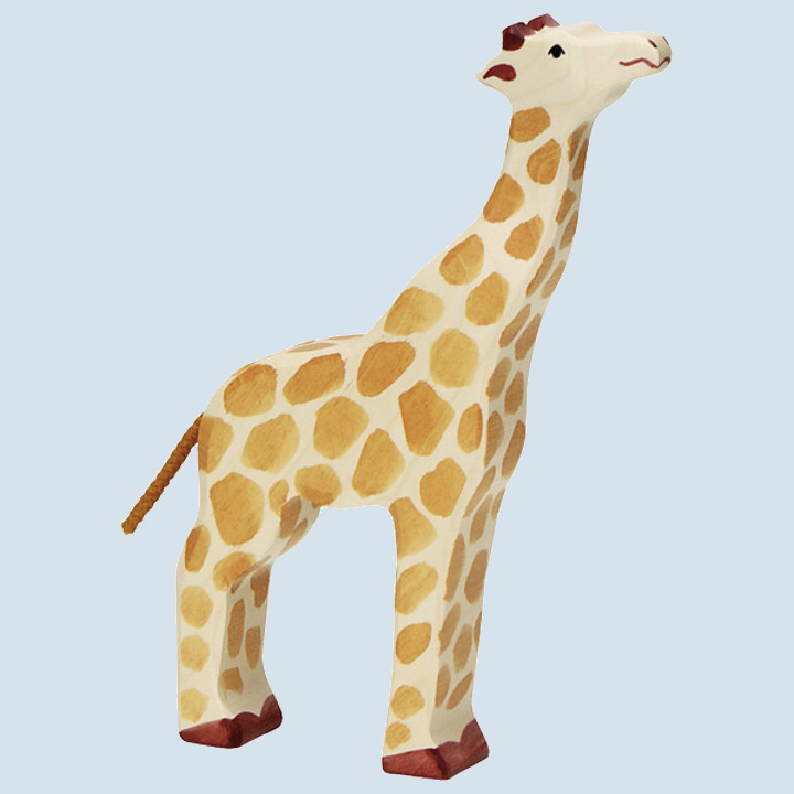 Holztiger Spielfigur - Holztier Giraffe, fressend