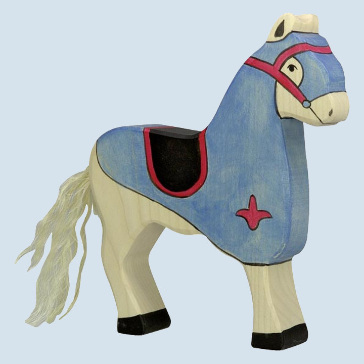 Holztiger - wooden figure - Tournament horse, blue