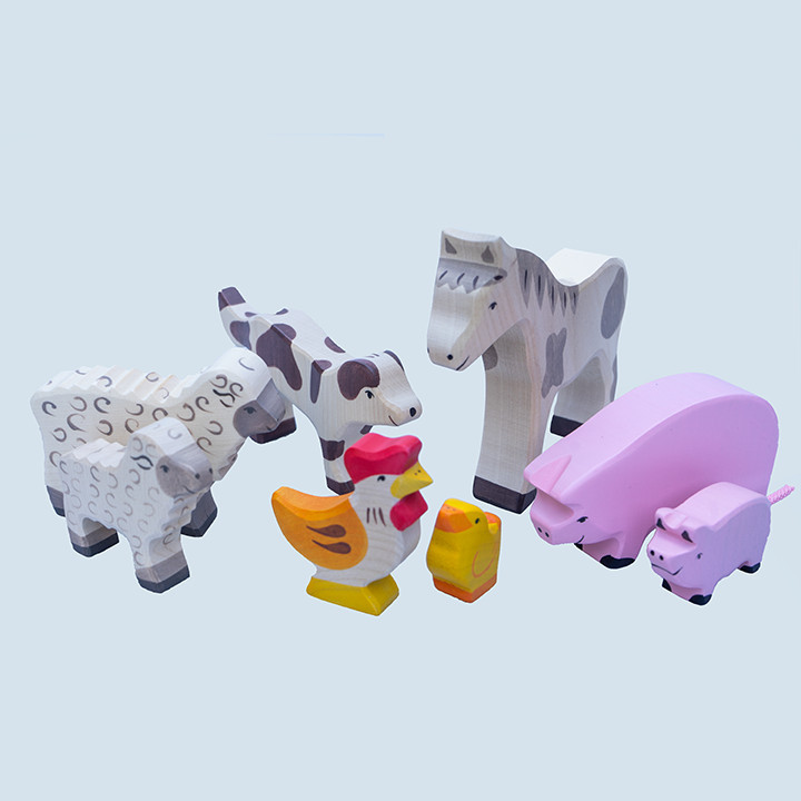 Holztiger - wooden animals - set - farm, 8 pieces