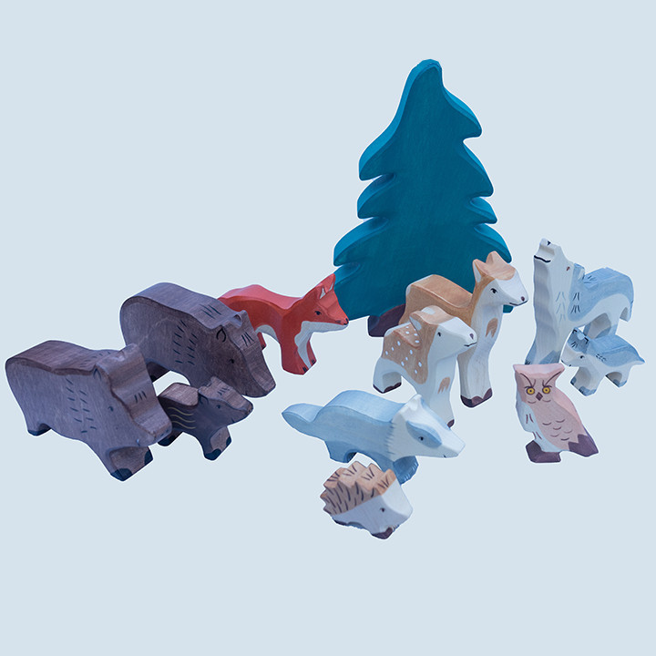 Holztiger - wooden animals - set - forest, 12 pieces