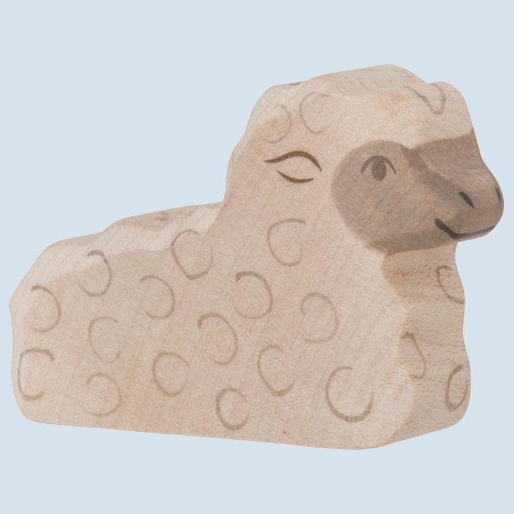 Holztiger - wooden animal - lamb, lying