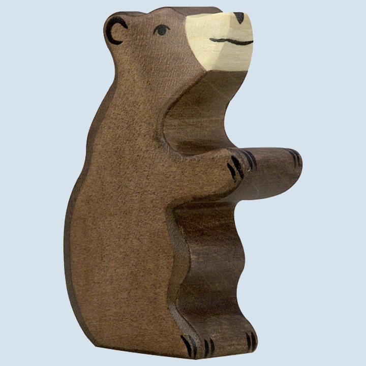 Holztiger Spielfigur - Holztier Bär - klein, sitzend