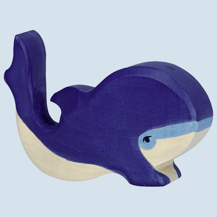 Holztiger - wooden animal - blue whale, small