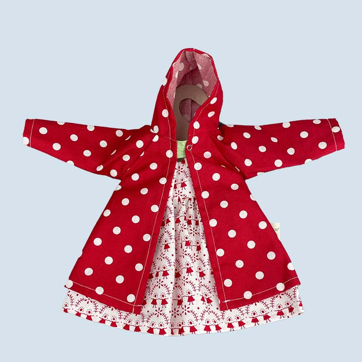 Nanchen Puppenkleidung - Set Mantel und Kleid - Bio Baumwolle