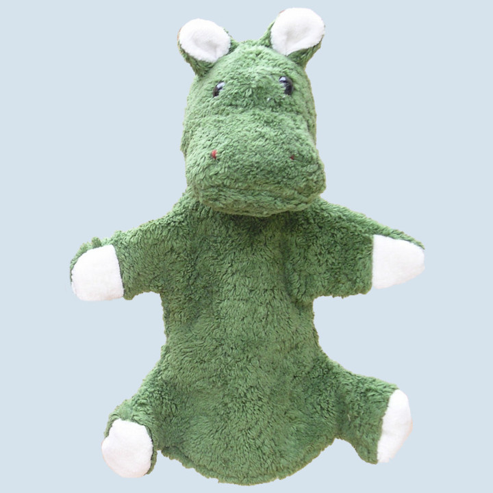 Kallisto hand puppet - hippo - green, organic cotton