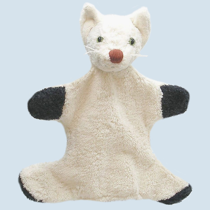 Kallisto Handpuppe Katze - weiß, Bio Baumwolle