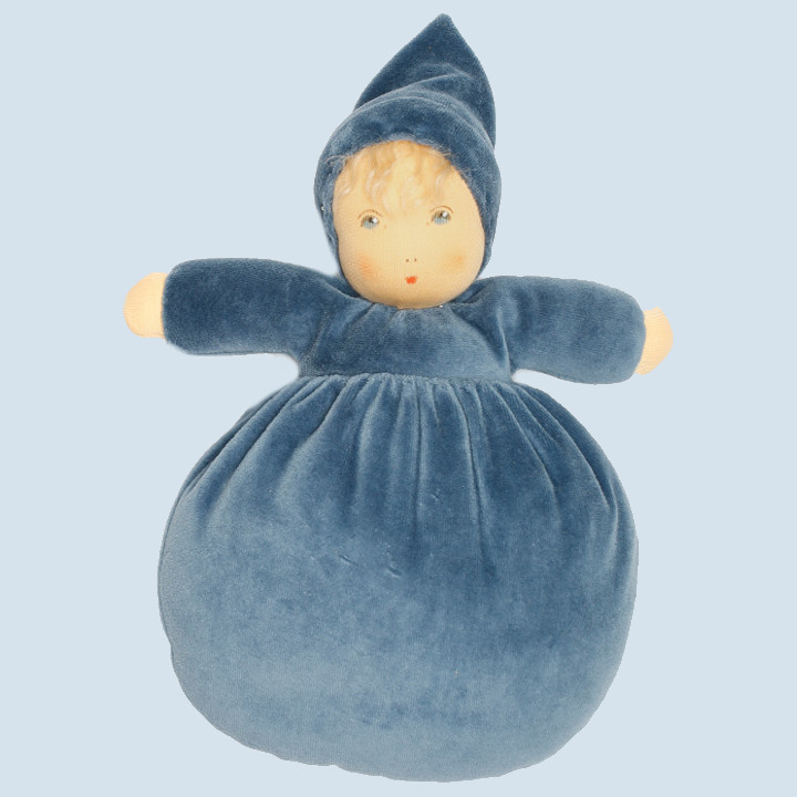 Nanchen doll - blossom child, blue - organic cotton