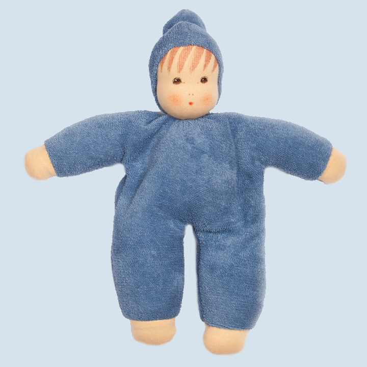 Nanchen Puppe - Schmuse blau, Bio Baumwolle