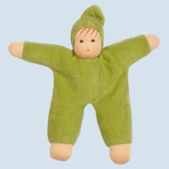 Nanchen Puppe - Schmuse grün, Bio Baumwolle