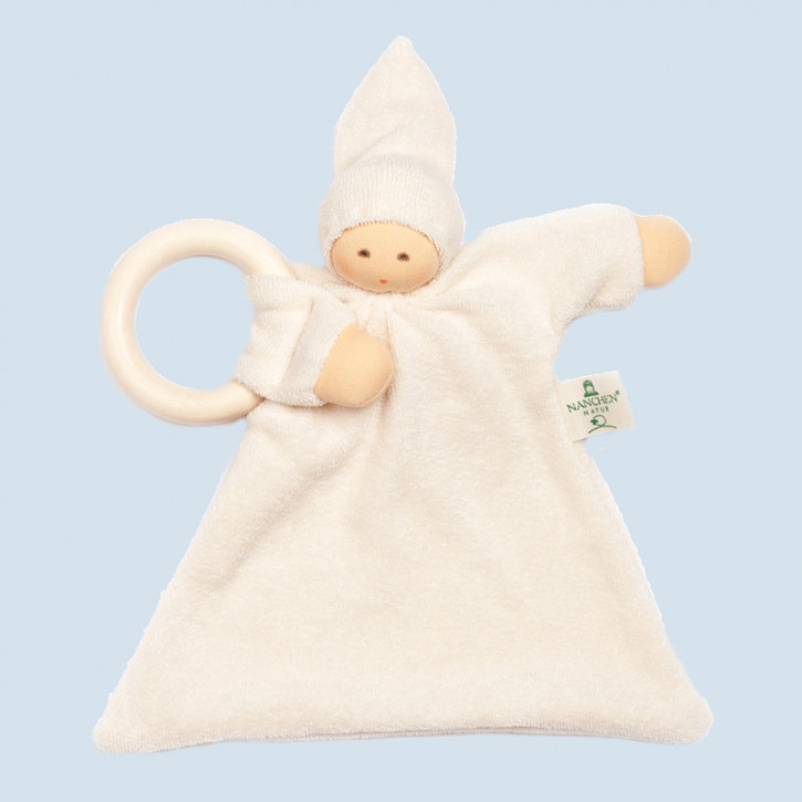 Nanchen - baby comforter Nuckel with wood ring - nature, organic