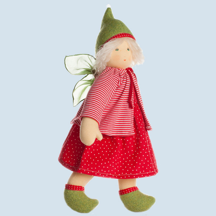 Nanchen doll - fairy, green, red - organic cotton