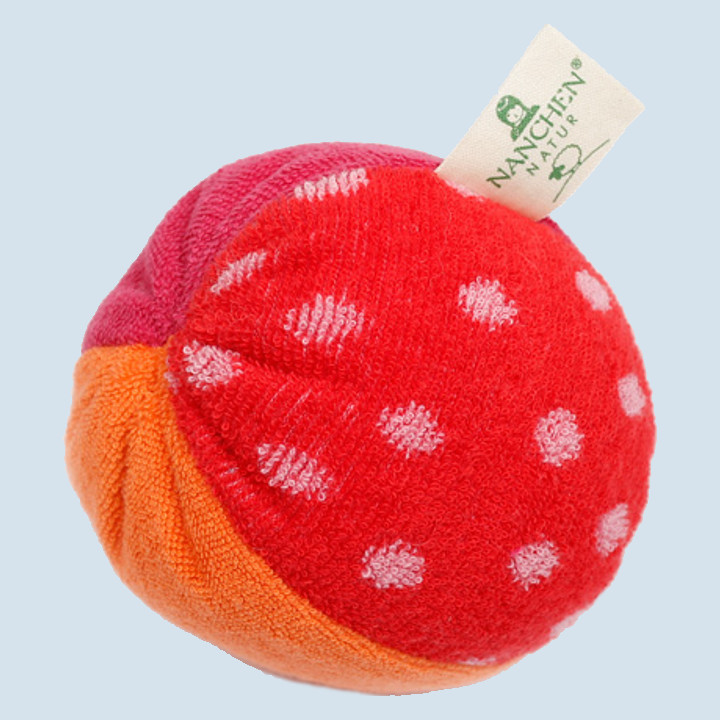 Nanchen Baby Ball mit Punkten rosa, rot - Bio Baumwolle