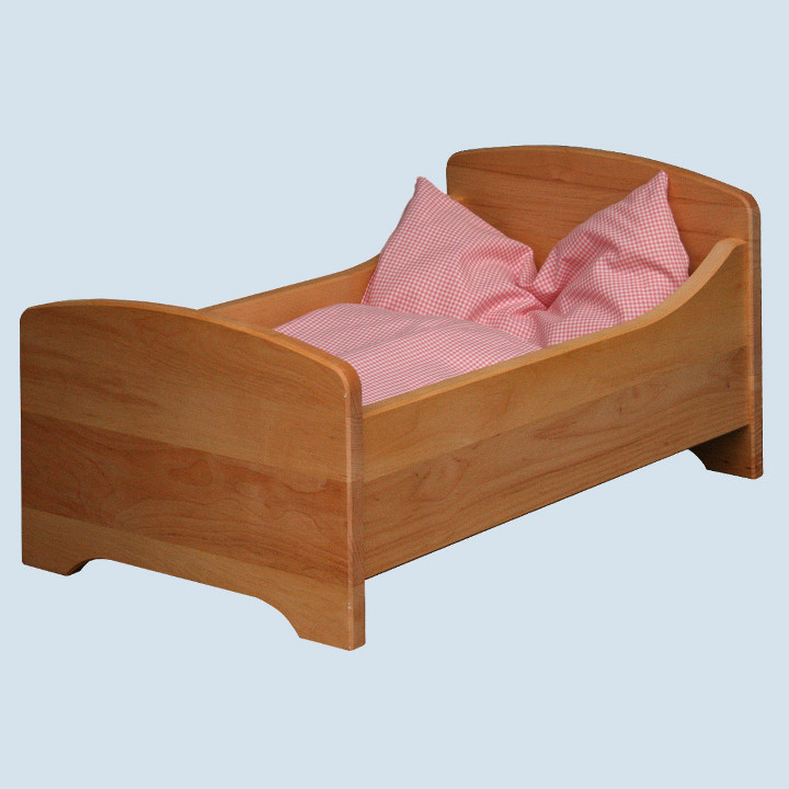 Schöllner Puppenmöbel Bett mit Bettzeug - Holz