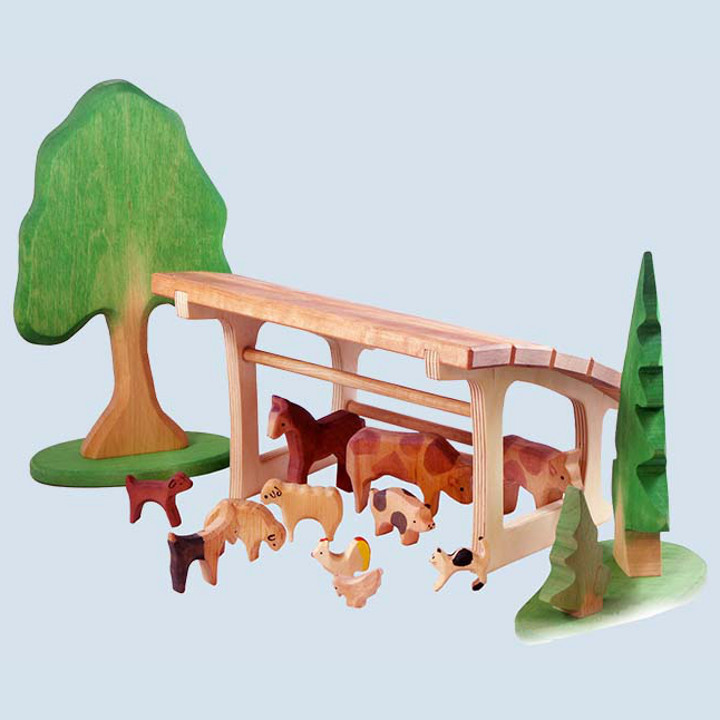 Decor - wooden stable, farm, nativity scene