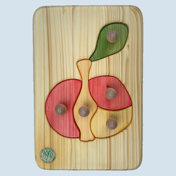 Drei Blätter - Puzzle Apfel aus Holz