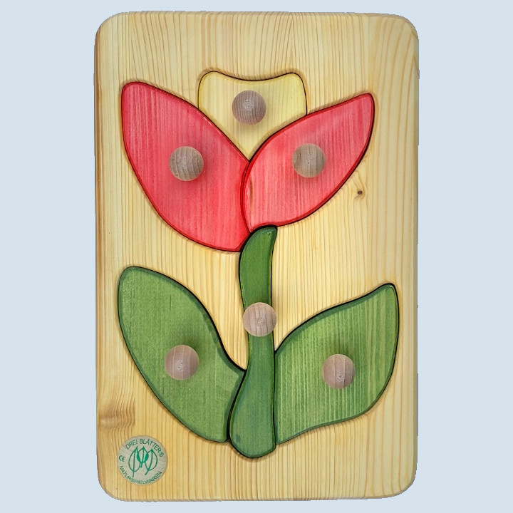 Drei Blätter - Puzzle Blume aus Holz