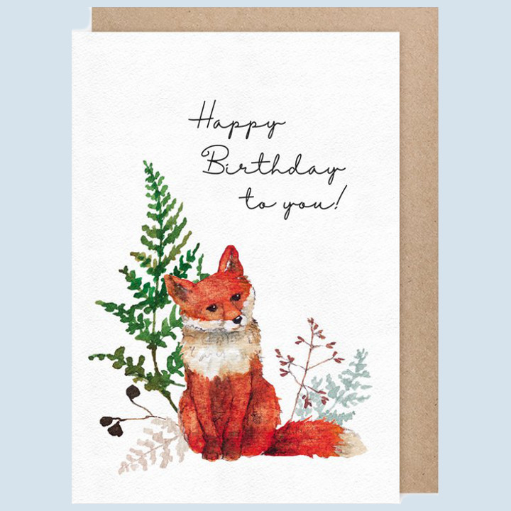 Graetz Verlag - double card - fox - birthday card
