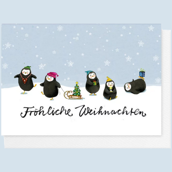 Grätz Verlag - Klappkarte, Weihnachtskarte, Pinguine