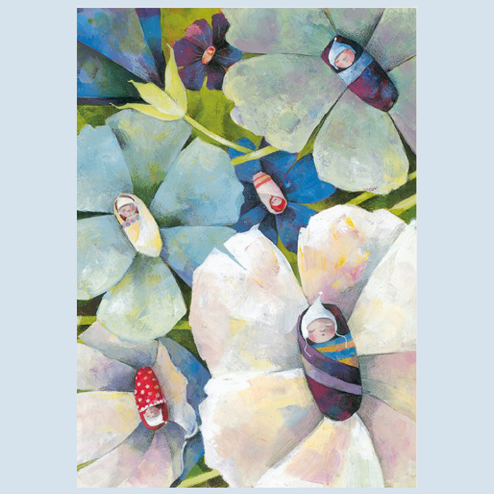 Grätz Verlag - Postkarte zur Geburt - Blütenbabys