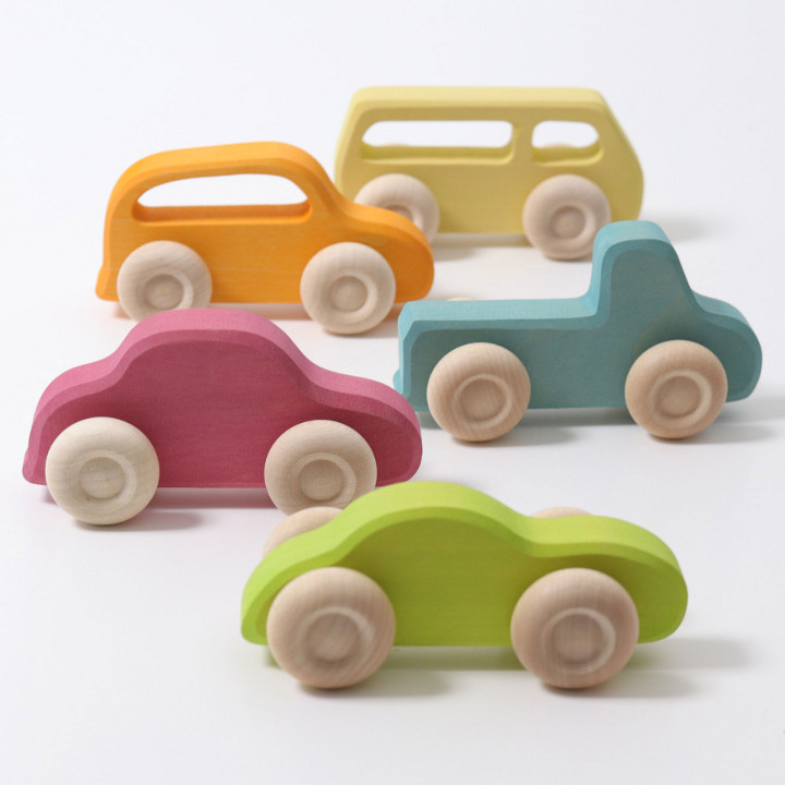 Grimms - colored wooden cars, Slimline, Set