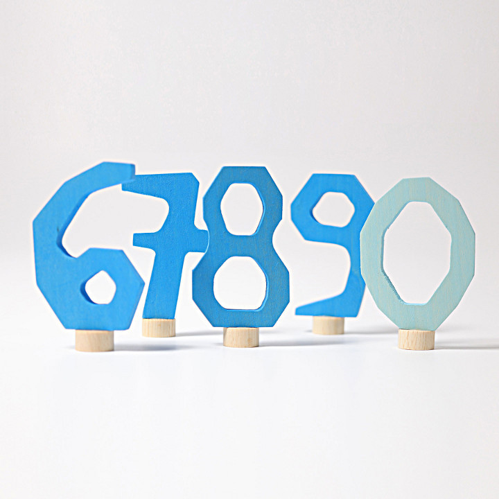 Grimms - decorative numbers 6-9 and 0, blue
