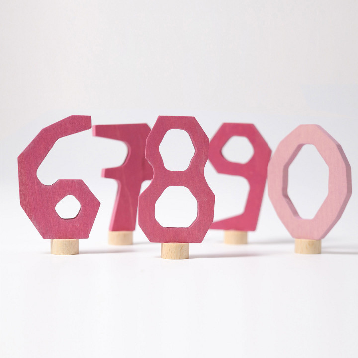 Grimms - decorative numbers 6-9 and 0, pink