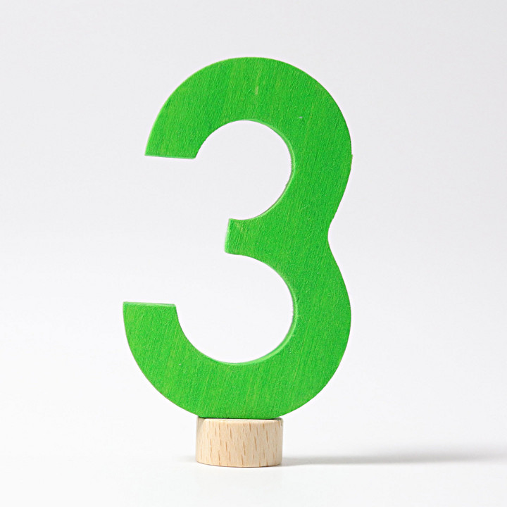 Grimms - decorative number 3, green