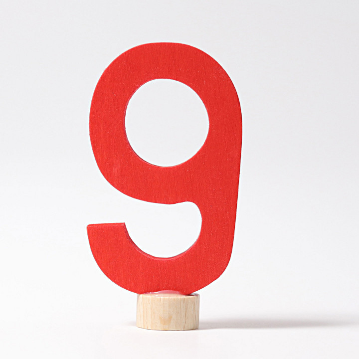 Grimms - decorative number 9, red