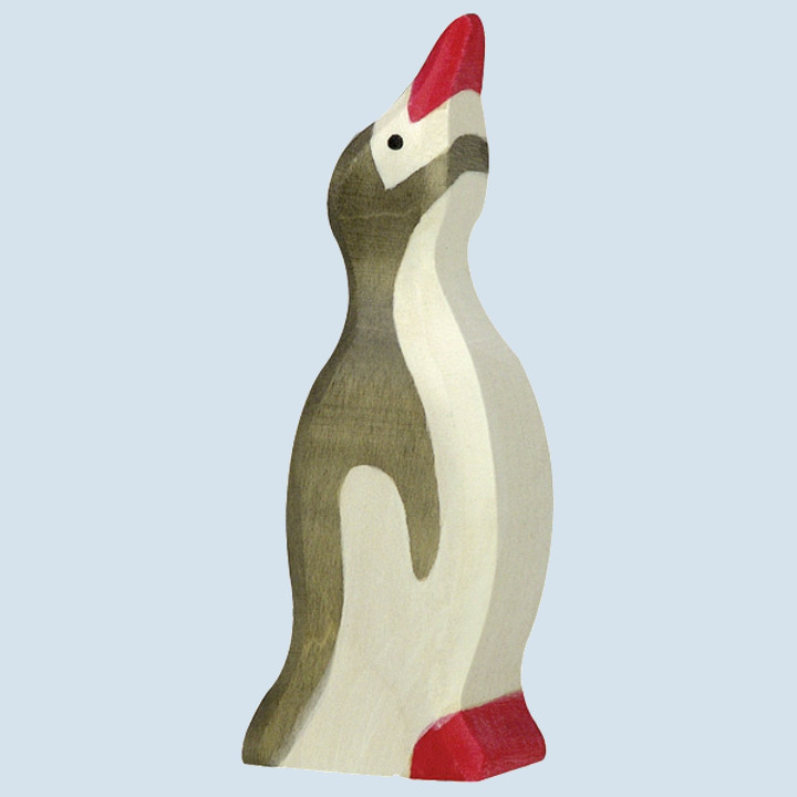 Holztiger - wooden animal - penguin, small, head raised
