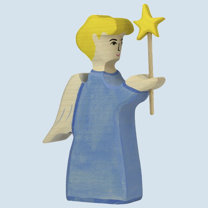 Holztiger Krippenfigur - Engel mit Stern
