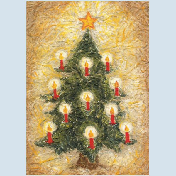 Kunstpostkarte - Tannenbaum mit Kerzen, Mellinger
