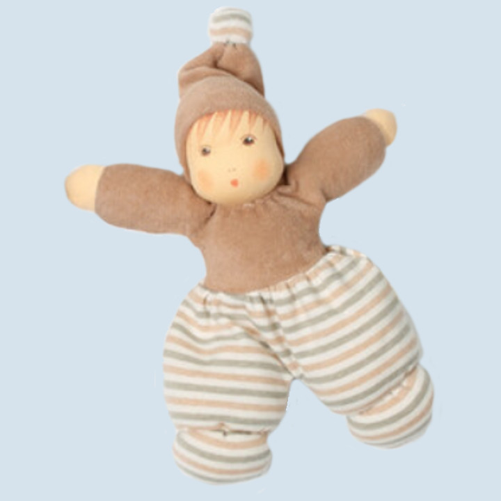 Nanchen Puppe - Mini Möpschen - natur gestreift, Bio Baumwolle