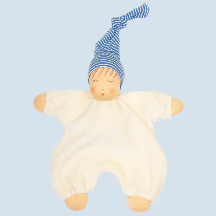 Nanchen Puppe - Schlafpuppe - blau, Bio Baumwolle