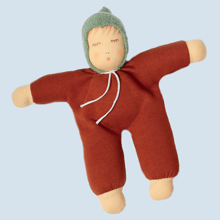 Nanchen doll - walnut baby, maroon, eco