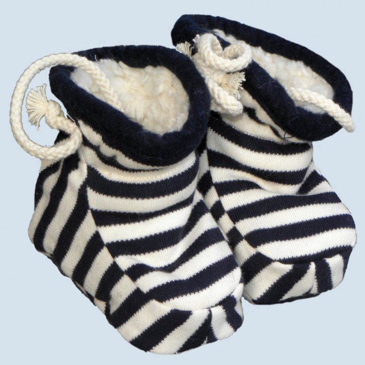 plue nature, baby shoes, blue striped - eco