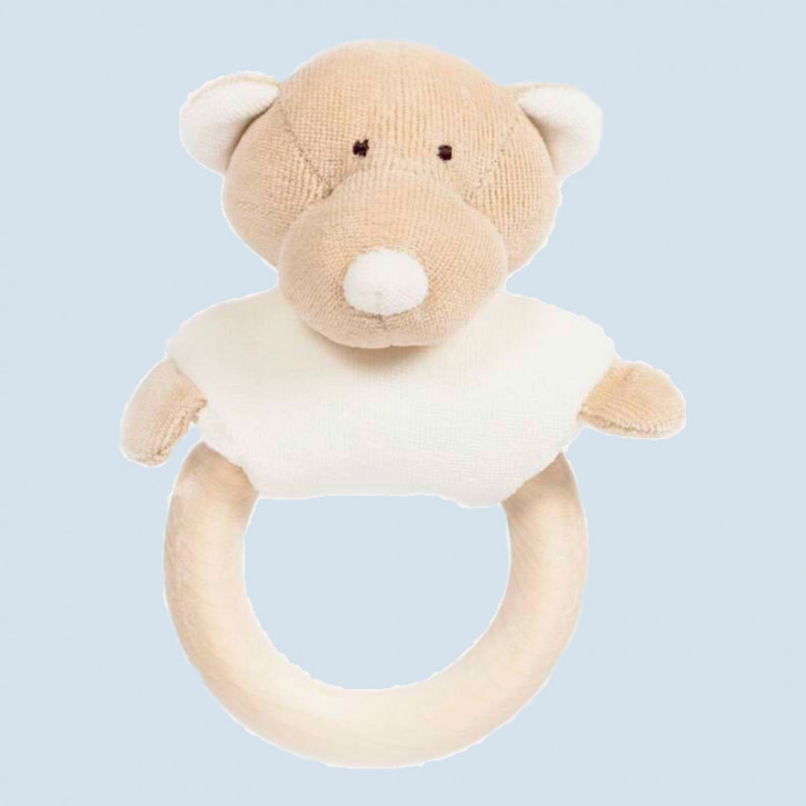 wooly organic teether with ring - bear, eco
