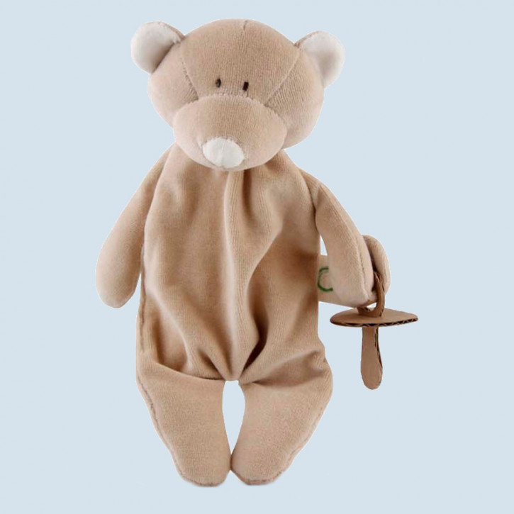 wooly organic - comforter with dummy holder - bear