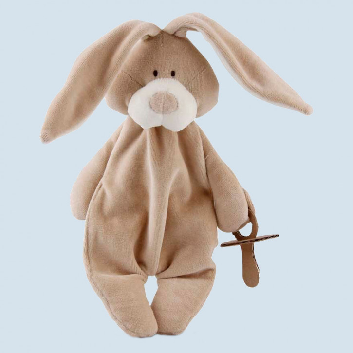 wooly organic - baby comforter with dummy holder - rabbit