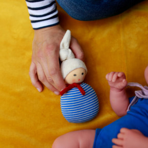 Nanchen eco doll - little captain - blue, grabbing toy, organic