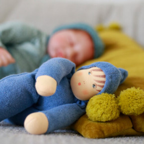 Nanchen Puppe - Schmuse - blau, Bio Baumwolle