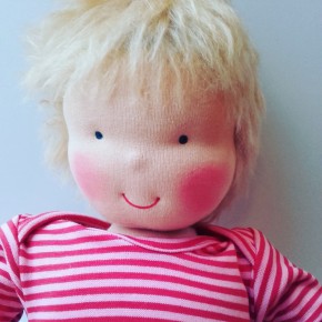 Heidi Hilscher Bio Puppe - grosses Baby, blonde Haare