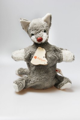 Kallisto hand puppet cat - grey, organic cotton